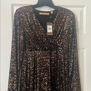 Shyanne Glittering Black and Rose Gold Sequin Dress